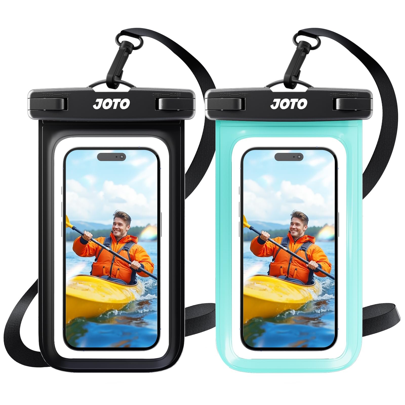 JOTO 2 Pack Waterproof Phone Pouch Case Up to 7″, IPX8 Underwater Phone Case Cellphone Dry Bag for iPhone 17/Air 16 15 14 13 12 Pro Max Xs Max XR X 8 7 6S Plus SE/Galaxy S24 S23 S22 -Black & Green
