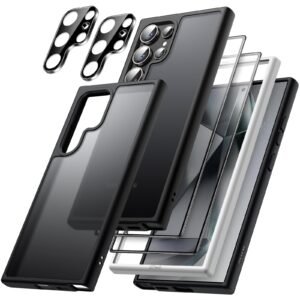 JETech 5 in 1 Matte Case for Samsung Galaxy S24 Ultra, Black