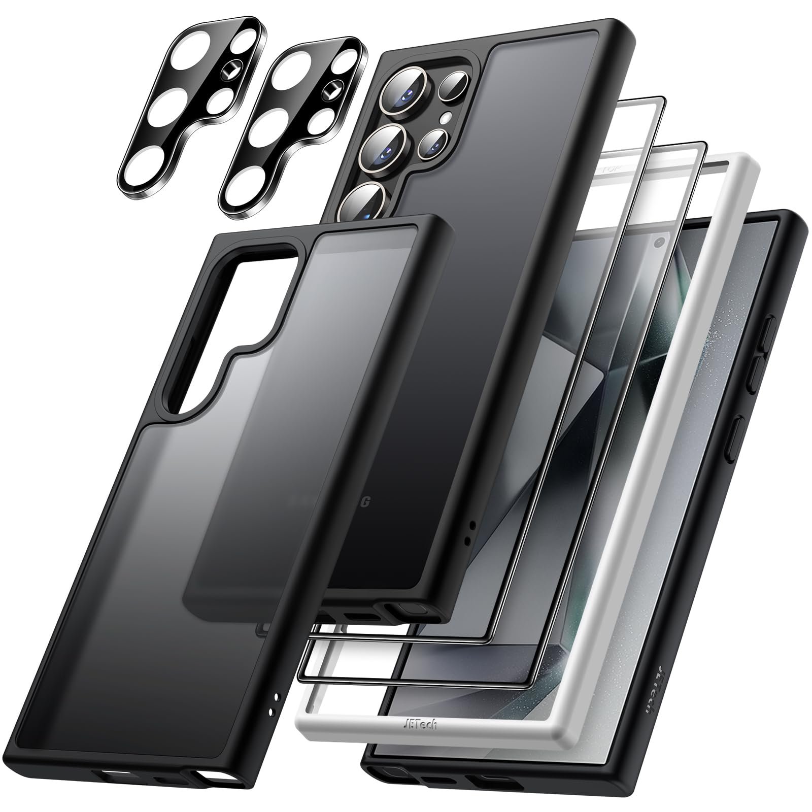 JETech 5 in 1 Matte Case for Samsung Galaxy S24 Ultra, Black