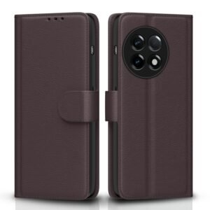 Pikkme OnePlus 11R 5G Flip Cover Leather Finish | Inside TPU with Card Pockets | Wallet Stand and Shock Proof | Complete Protection Flip Case (Coffee)
