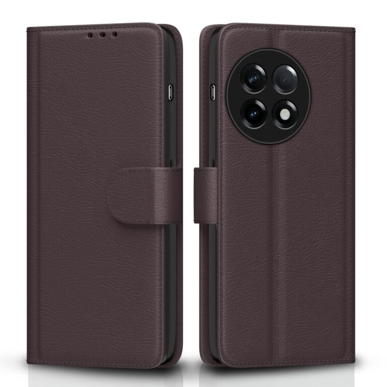 Pikkme OnePlus 11R 5G Flip Cover Leather Finish | Inside TPU with Card Pockets | Wallet Stand and Shock Proof | Complete Protection Flip Case (Coffee)
