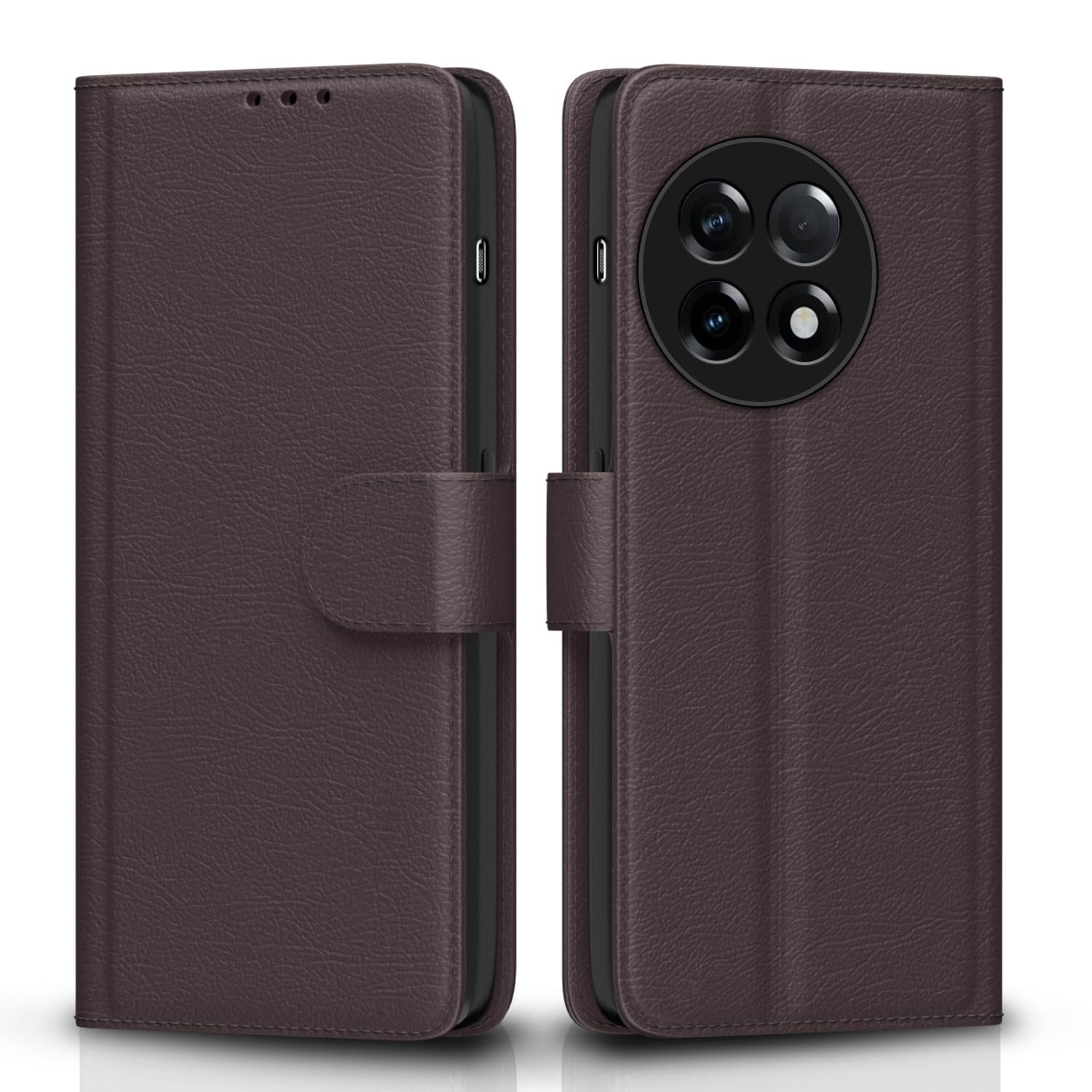 Pikkme OnePlus 11R 5G Flip Cover Leather Finish | Inside TPU with Card Pockets | Wallet Stand and Shock Proof | Complete Protection Flip Case (Coffee)