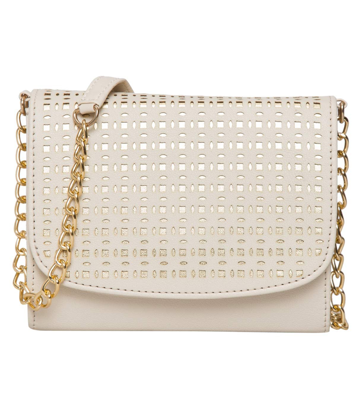 ADISA Crossbody Bag for Women – Laser Cut Sling Bag with Gold Chain, Stylish Women’s Cross body Handbag for Girls, Faux Leather Shoulder Bag