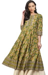Yash Gallery Women’s Cotton Relaxed Fit Anarkali Floral Printed Kurta