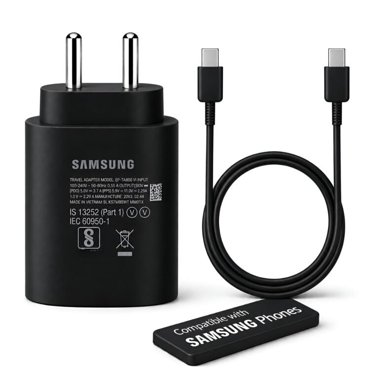 25W PD 3.0 Super Fast Charger Adapter with 1M Charging Cable, Black