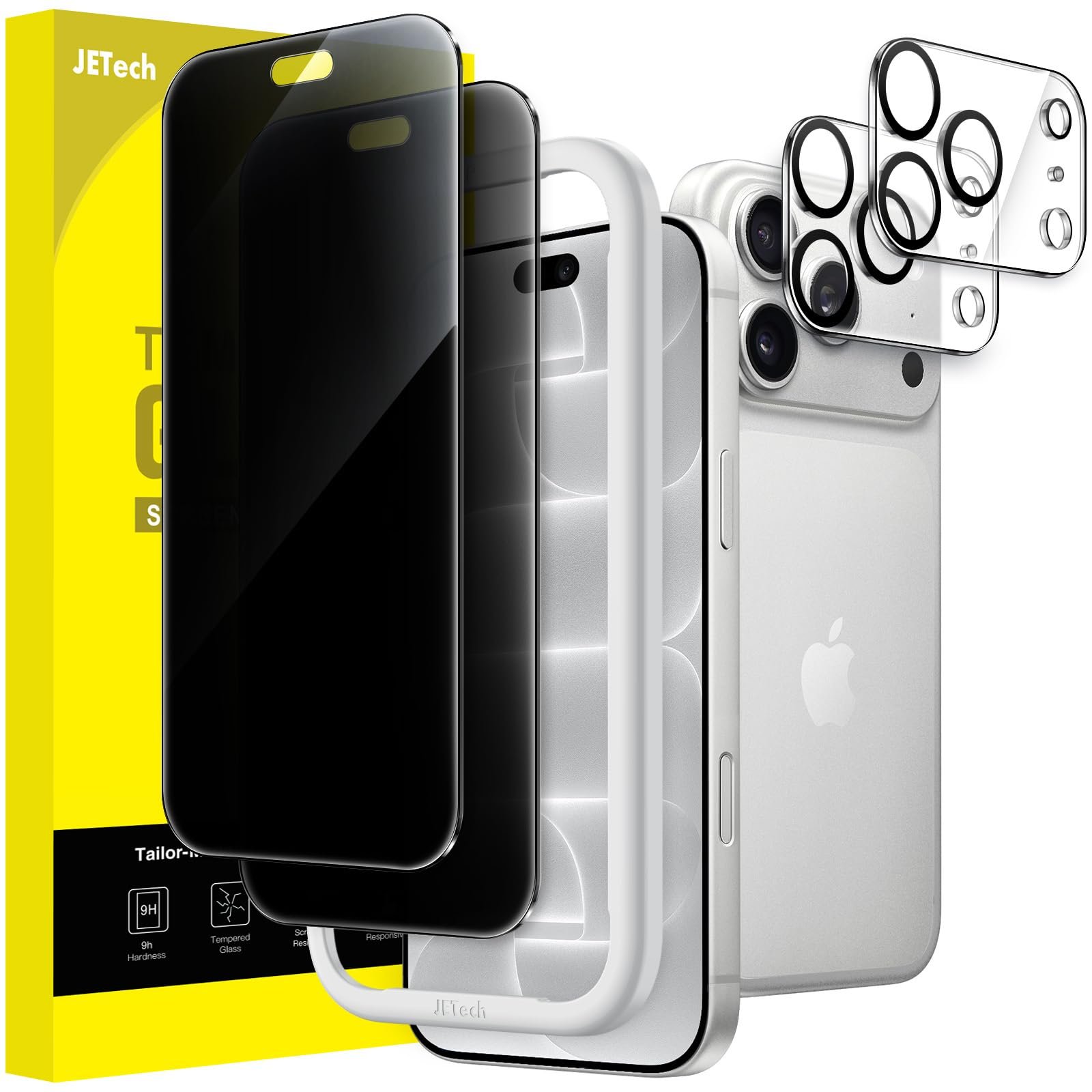 JETech Privacy Screen Protector + Camera Lens Guard for iPhone 18 Pro Max