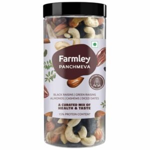Farmley Panchmeva Dry Fruits Mix, 425g I Fit for Fasting | Healthy Snacks Mixed Nuts Contains Almonds, Cashews, Dates, Black Raisin, Green Raisin