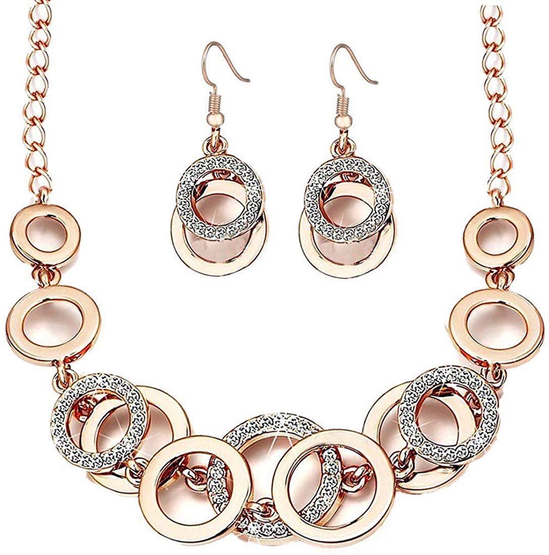 YouBella Jewellery Sets for Women Crystal Studded Necklace Jewellery set Bracelet with Earrings For Girls/Women