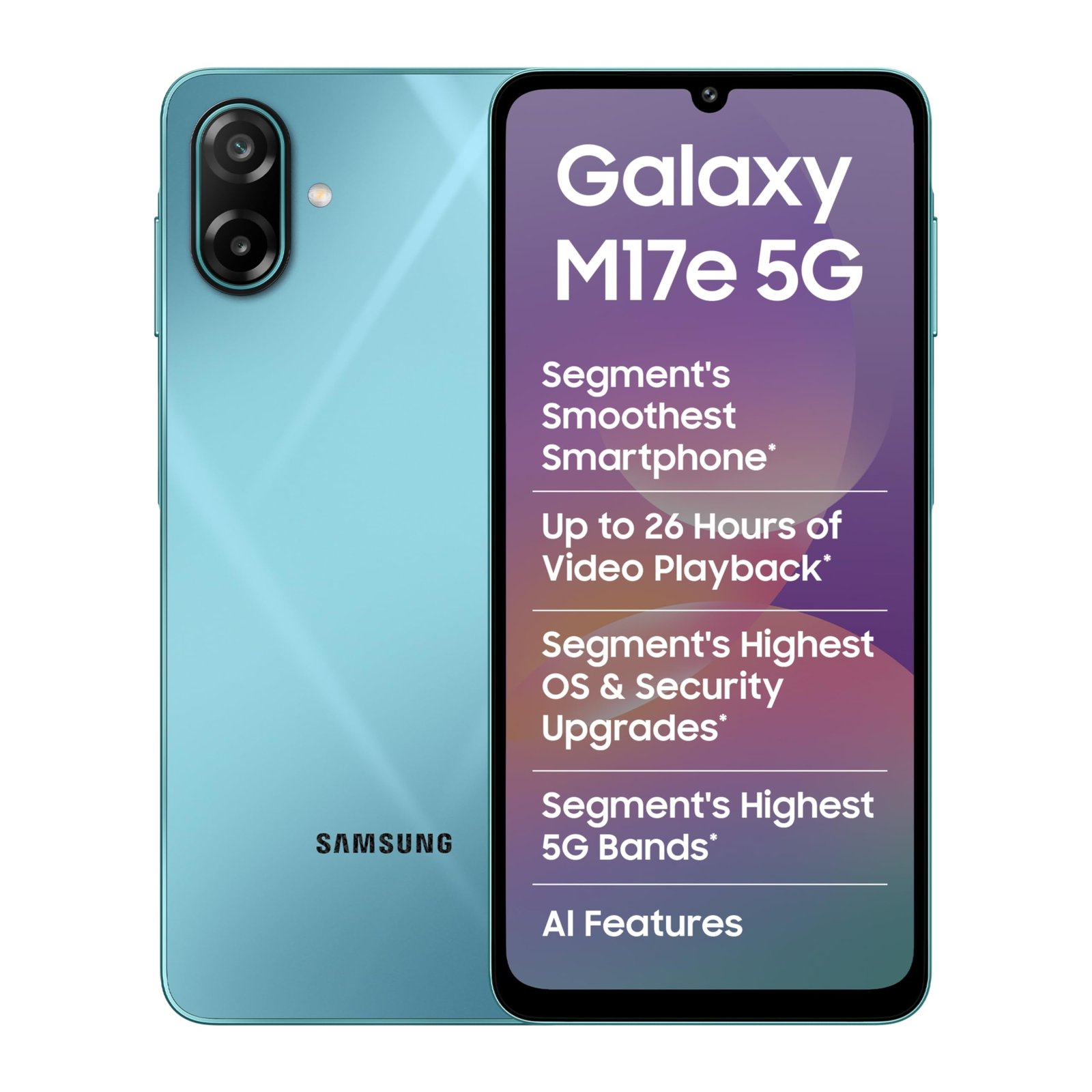 Samsung Galaxy M17e 5G Mobile (Blitz Blue, 4GB RAM, 128GB Storage, Monster 6000mAh Battery) | 120 Hz Refresh Rate | IP54 Rating | 6 Gen OS Upgrades | 50MP Dual Camera | Knox Security | AI
