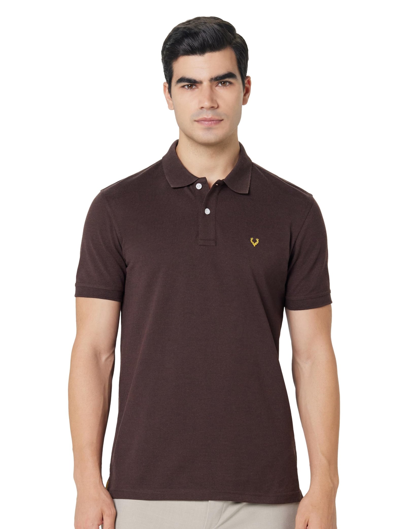 Allen Solly Men’s Polo T‑Shirt | Comfortable Rich Cotton Blend, Band Collar, Regular Fit | Stylish & Premium All Day Wear