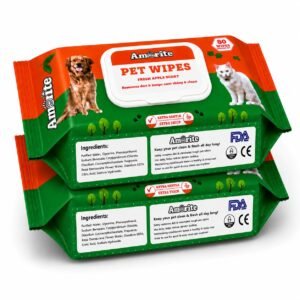 Anti-Bacterial 160 Count Pet Wipes with Fresh Apple Scent for Dogs, Puppies & Pets (Pack of 2) Suitable for All Types of Pets’ Dry Bathing, Daily Care, Paw Cleaning Wipes