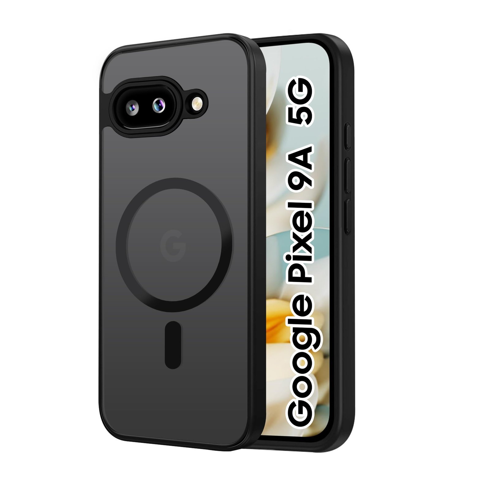 CEDO Magnetic Cover for Google Pixel 9a (5G) | Compatible with MagSafe Wireless Charging | Matte Black Case Designed with Magnetic Lock Shockproof Edge Protection Backcover (Translucent Black)