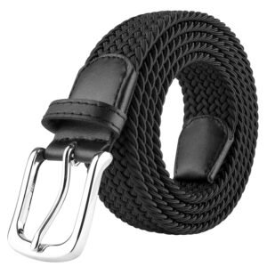 JUKMO Men’s Elastic Braided Belt, Stretch Woven Belt in Gift Box
