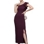 Miss Chase Women’s Comfortable Round Neck Sleeveless Striped Midi Bodycon Dress with Zipper