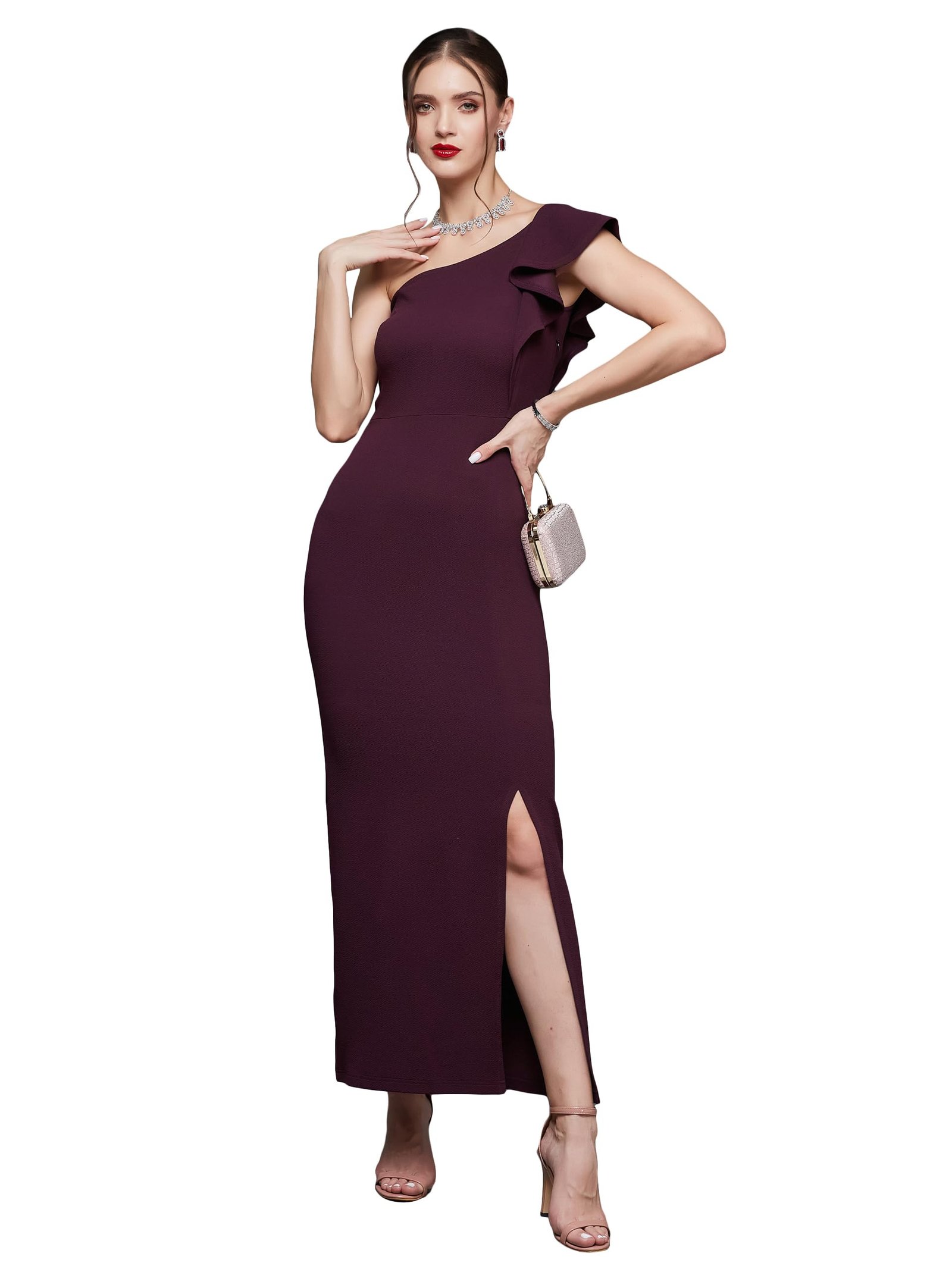 Miss Chase Women’s Comfortable Round Neck Sleeveless Striped Midi Bodycon Dress with Zipper