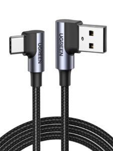 UGREEN USB A to C Cable Dual Right Angle 90 Degree 3A Type C Cord, 0.5M