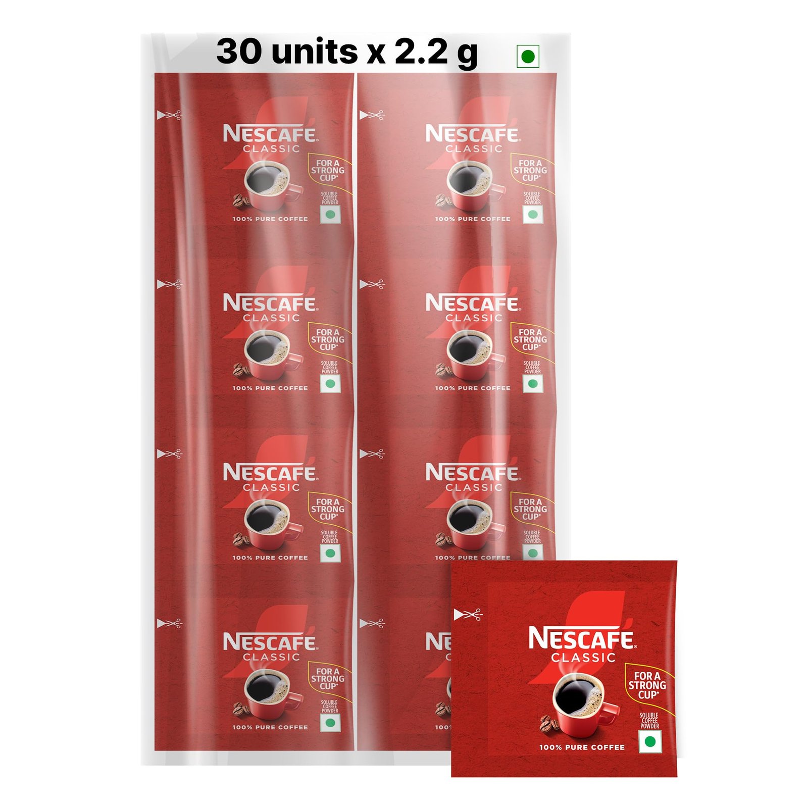 Nescafé Classic Instant Coffee Powder, 66g, (30 units x 2.2 g each) Pack