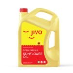 Jivo Cold Pressed Sunflower Oil 5 Litre | High in Polyunsaturated Fats | Vitamin A and D Fortified | Cholesterol Free Edible Oil | Ideal for Roasting, Frying, Baking, and All Types of Cuisines