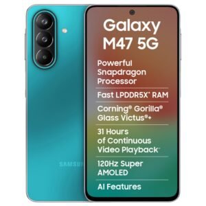Samsung Galaxy M47 5G Mobile (Blaze Blue, 6GB RAM, 128GB Storage, 6000mAh Battery)| 50MP OIS| Snapdragon Processor| LPDDR5X RAM,UFS 3.1 Storage| Gorilla Glass Victus+| sAMOLED| Knox Security| AI