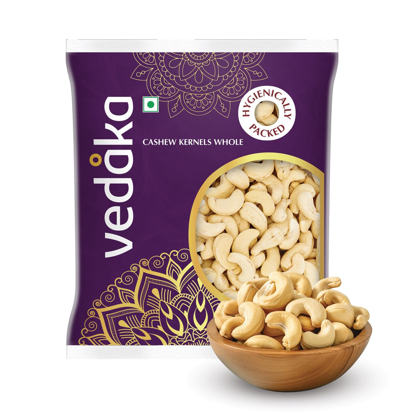 Amazon Brand – Vedaka Whole Cashews | 500 g | Grade W320 Kaju Nuts | Gluten-Free & Plant Based Protein | Firm Texture, Rich Taste | Healthy Snack