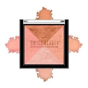 Swiss Beauty Baked Shimmer Blusher And Highlighter Palette For Face Makeup| Multicolor-1, 7 Gm |
