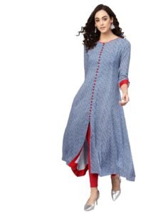 Yash Gallery Womens Rayon Geometric Printed A Line Ethnic Wear Kurta