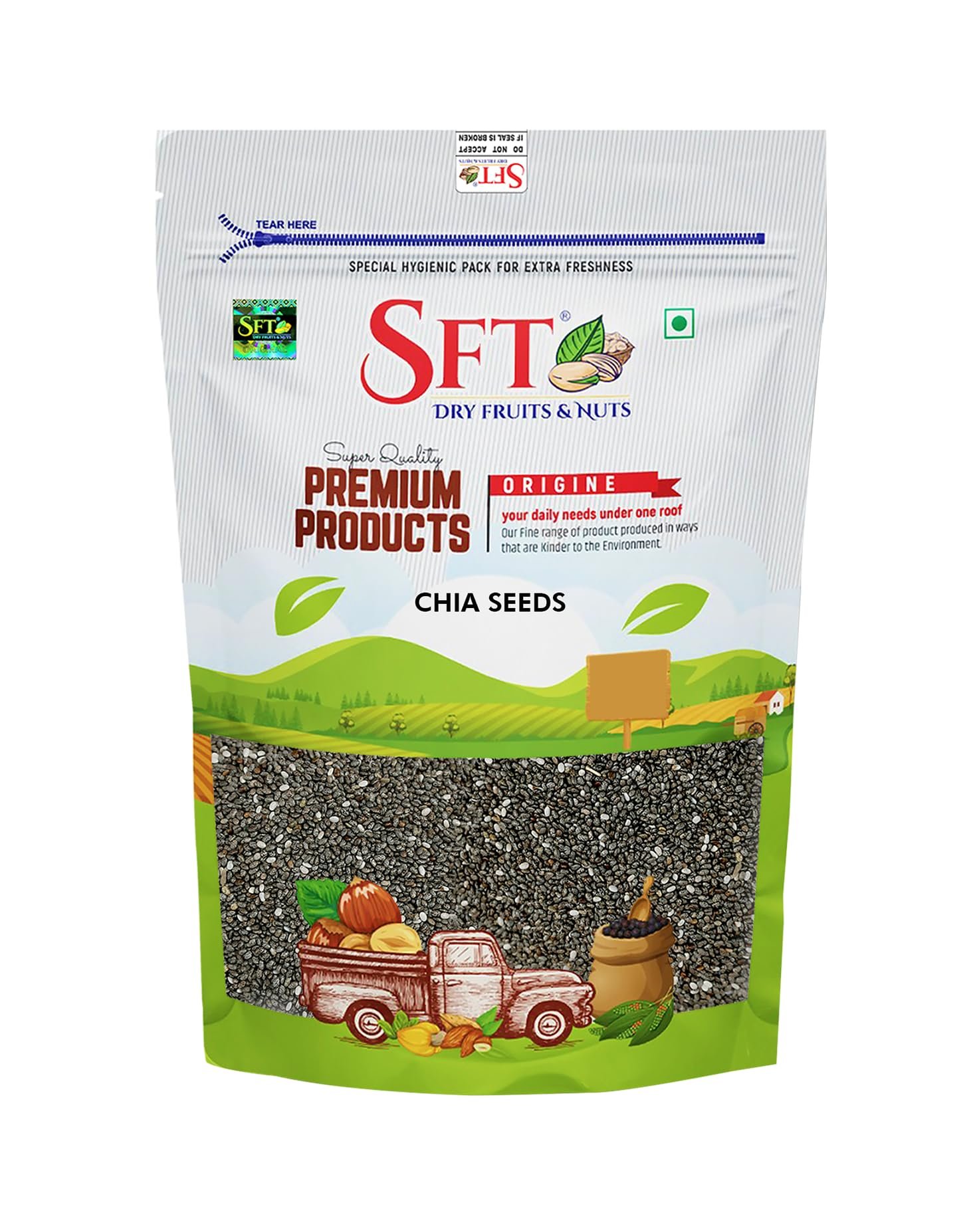 SFT Premium Chia Seeds 1 Kg, I Seeds for Eating | Seeds for Weight Management | Rich in Calcium, Omega-3, Protein, Fibre, & Non GMO (Pack of 1)