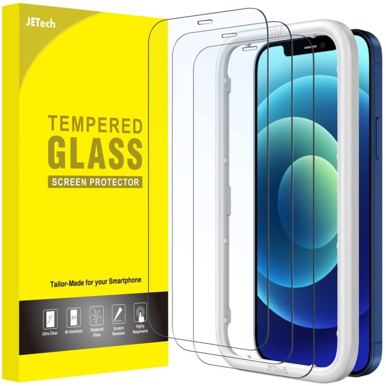 JETech Full-Coverage Screen Protector Guard for iPhone 12/12 Pro, 3-Pack