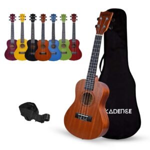Kadence UKTWC Concert 23″ Acoustic Ukulele | Sapele Wood | Comes with Bag, Strap & Learning Course | Brown