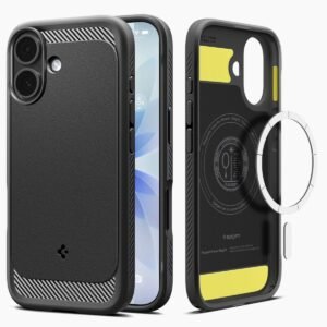 Spigen Rugged Armor MagFit Back Cover Case for iPhone 17, MagSafe Compatible, Resilient Shock Absorption – TPU | Matte Black