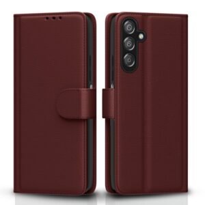 Pikkme Flip Cover Leather Finish | Inside TPU with Card Pockets | Wallet Stand and Shock Proof | Complete Protection Flip Case for Samsung Galaxy F15 5G / M15 5G / M15 Prime 5G(Brown)
