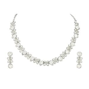 Atasi International Princess Style AD Crystals/Stones Necklace with Earrings Jewellery Set for Women/Girls – Wedding Jewelry/Party & Festival Accessories