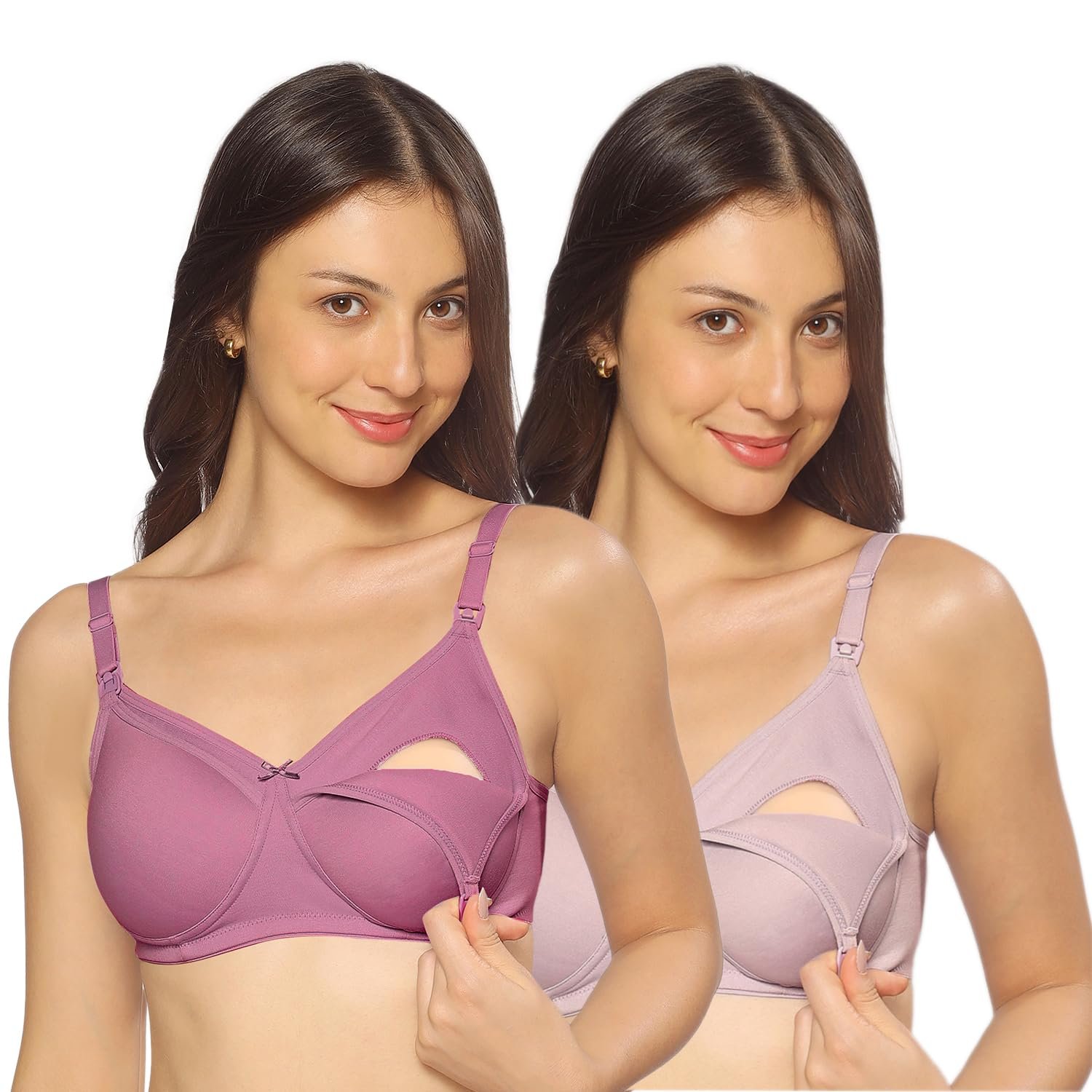 MomToBe Women’s Cotton Multicolor Full Cup Non Padded Feeding Bra/Nursing Bra/Maternity Bra Combo