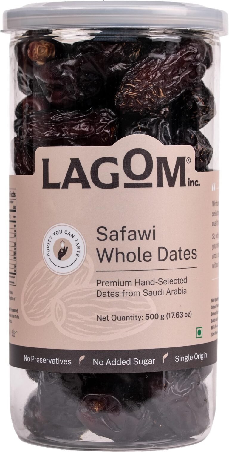 Lagom Safawi Whole Dates 500g | Premium Saudi Khajoor | Soft, Rich & Naturally Sweet | No Added Sugar, No Preservatives | Vegan, Gluten Free, Non-GMO