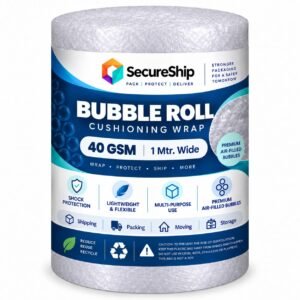 Heavy-Duty 40 Gsm Thickness 1 Meter Wide Bubble Wrap Roll Perfect for Shipping, Moving, and Storage Needs, Cushioning Material – Guard Your Items Against Impact and Damage (50 Meter)