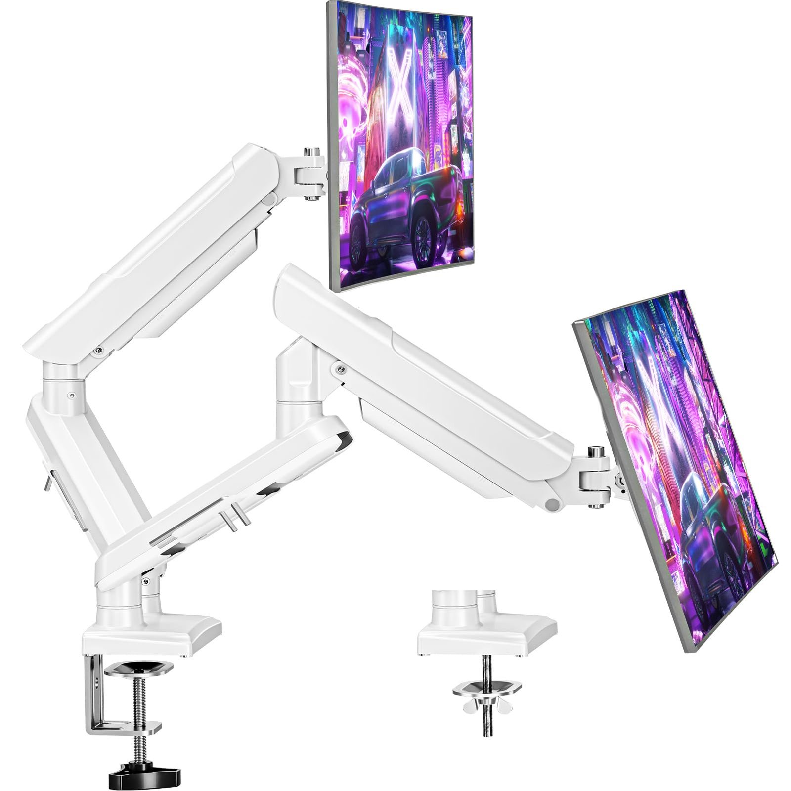 MOUNTUP Dual Monitor Arm for 22-32 inch Screens,Freelift White
