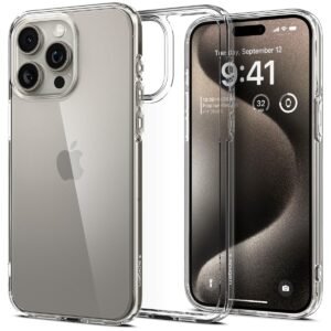 Spigen Ultra Hybrid Back Cover Case for iPhone 15 Pro, Clear Transparent, Durable Hybrid Structure – Polycarbonate + TPU | Crystal Clear