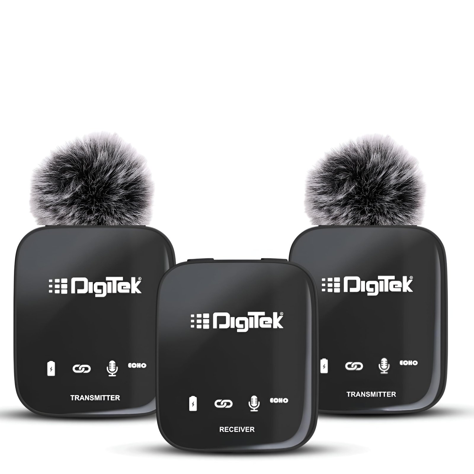 Digitek DWM-101 Wireless Microphone System with ANC Noise Reduction, 360° Sound Capture, Up to 12H Working Time, for DSLR Camera, Android & iOS Smartphones, Vlogging & Audio Recording
