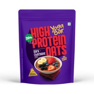 Yogabar 26g High Protein Oats 1kg , Dark Chocolate – Breakfast Cereal with Wholegrains, 26% Protein & No added sugar – Oats High Protein for Gym – Premium Protein Blend with Whey Protein Powder – with Goodness of Chia, Sunflower & Pumpkin Seeds & Probiotics for Absorption