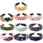 TOBATOBA 10 Pcs Bow Knot Headband Floral Twist Turban Headband Cross Knot Wide Headbands Hair Accessories For Women,10 Colors, Assorted