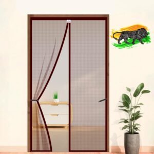 LifeKrafts Polyester Magnetic Mosquito Net for All Door Types & Sizes, Auto-Closing Insect Screen/Curtain to Keep Mosquito & Flies Out, (200×100 cm) Brown