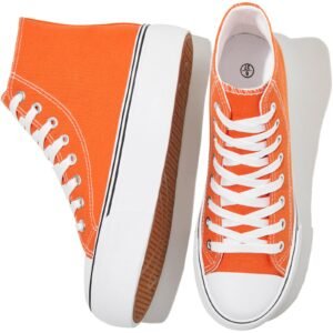 FRACORA Womens White Platform Sneakers High Top Canvas Shoes