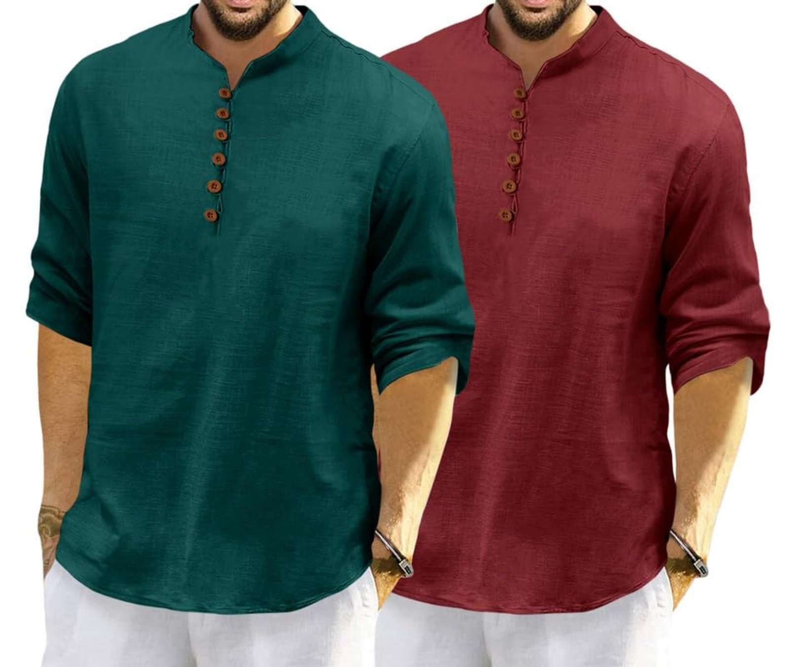 ROYALSCOUT Men’s Cotton Polyester Blend Solid Regular Fit Full Sleeve Short Kurta | Ethnic, Lightweight Summer Kurta for Daily & Occasion Use
