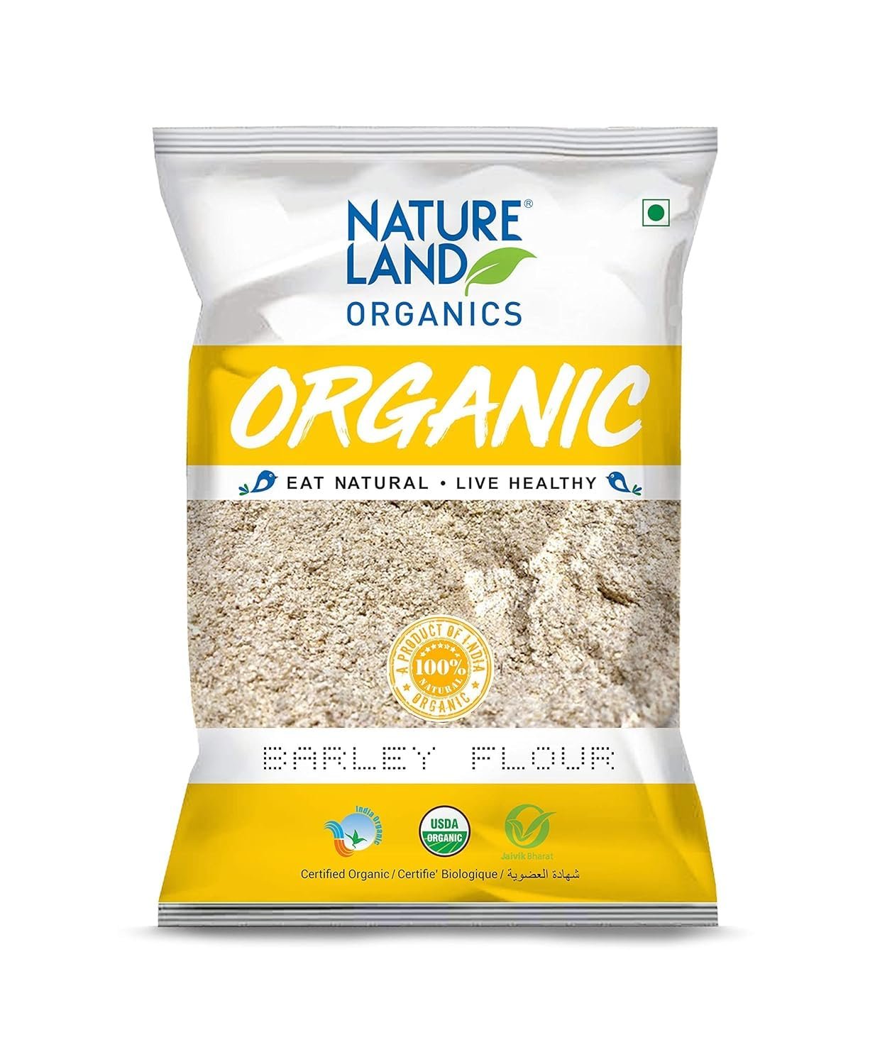 NATURELAND ORGANICS Barley Flour / Jau Flour 500 Gm (Pack of 5) – Healthy Organic Flour