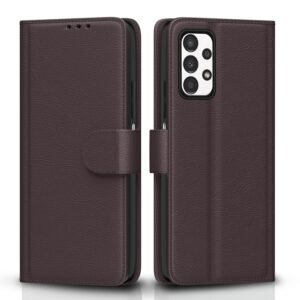 Pikkme Samsung Galaxy A13 4G Flip Case Leather Finish | Inside TPU with Card Pockets | Wallet Stand and Shock Proof | Magnetic Closing | Complete Protection Flip Cover (Coffee)