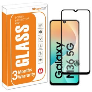 OpenTech® Military-Grade Tempered Glass Screen Protector Compatible for Samsung Galaxy M36 5G / Samsung Galaxy F36 5G with Edge to Edge Coverage and Easy Installation kit