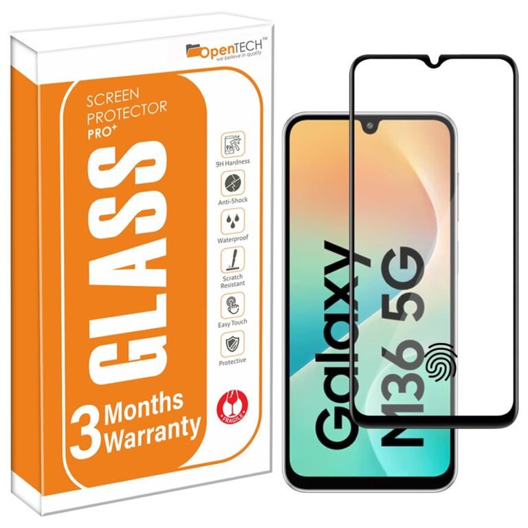 OpenTech® Military-Grade Tempered Glass Screen Protector Compatible for Samsung Galaxy M36 5G / Samsung Galaxy F36 5G with Edge to Edge Coverage and Easy Installation kit
