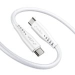 URBN Flow Cord 65W Super Fast Charging Cable | Type C to C | Supports Apple Car Play & Android Auto| Super Fast Charging and Data Transfer | Nylon Mesh Braided 1.5 Meter | 6 Months Warranty (White)
