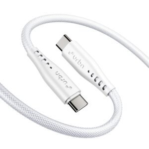 URBN Flow Cord 65W Super Fast Charging Cable | Type C to C | Supports Apple Car Play & Android Auto| Super Fast Charging and Data Transfer | Nylon Mesh Braided 1.5 Meter | 6 Months Warranty (White)