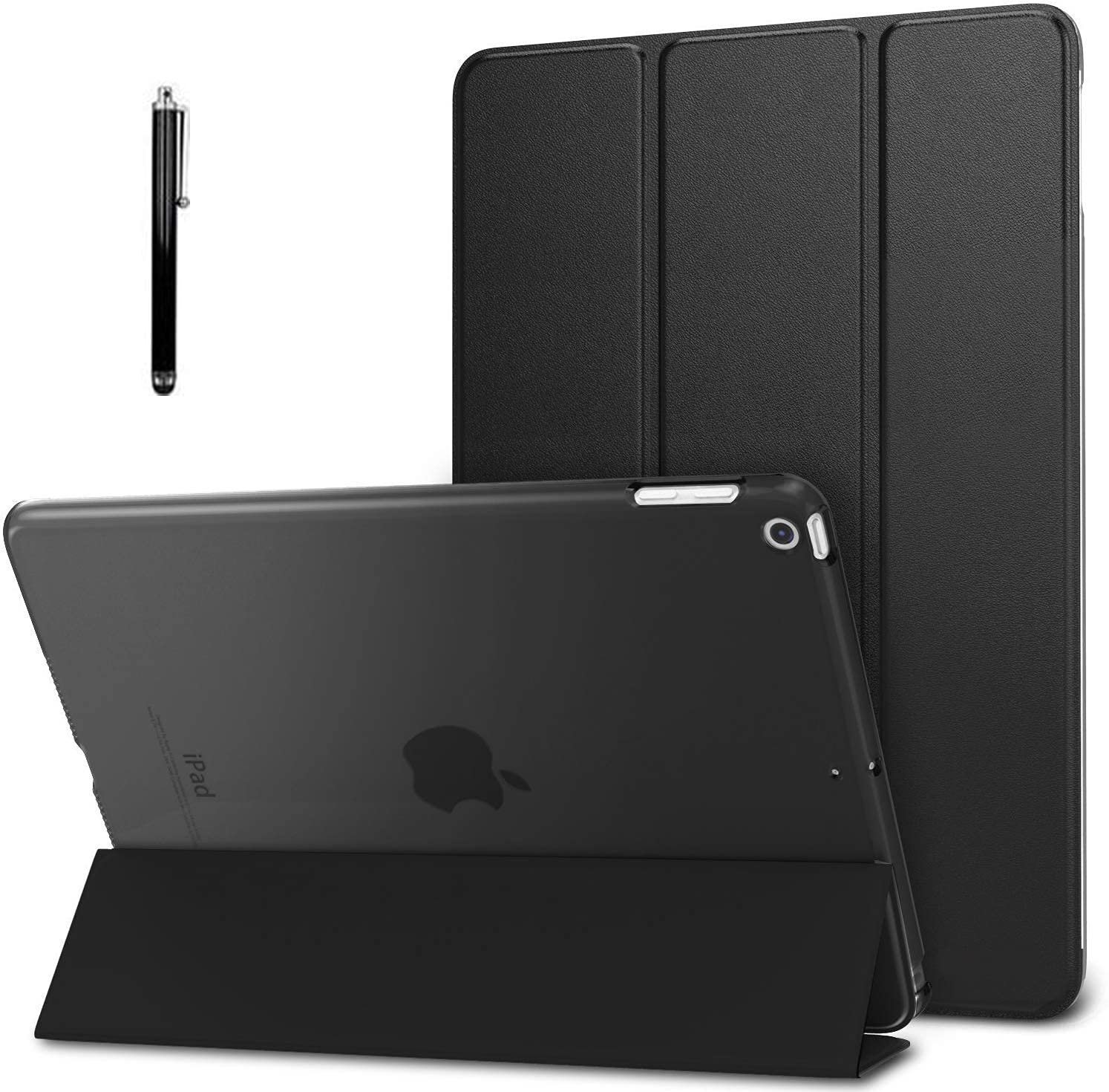 ProElite Faux Leather Smart Flip Case Cover for Apple iPad 10.2″ 9th Gen (2021) / 8th Gen / 7th Gen with Stylus Pen, Black